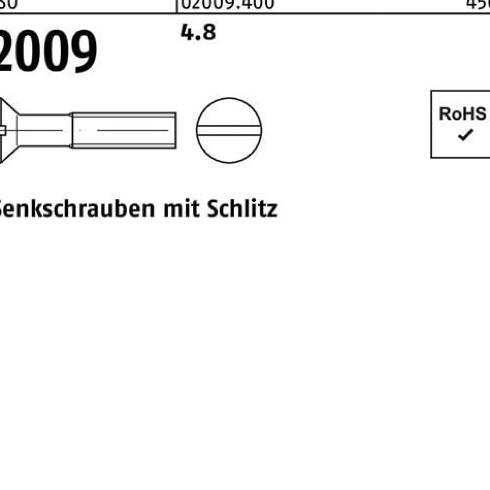 Senkschraube ISO 2009 Schlitz M2x 5 4.8 2000 Stück