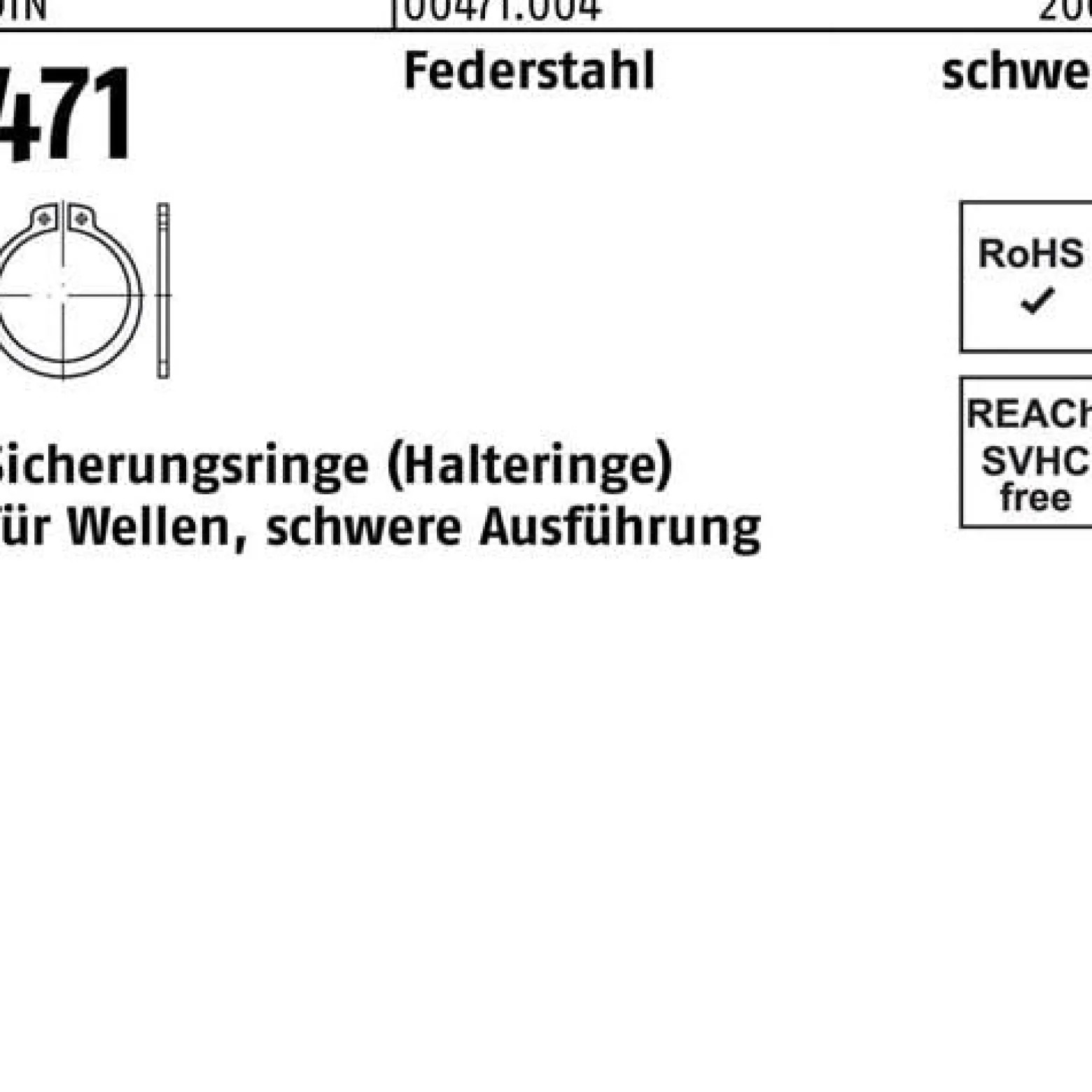 Sicherungsring DIN 471 50x 3 Federstahl schwere Ausf. 50 Stück