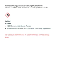 SIEVERT Gaskartusche Butan Gas 2201 256 g 330 ml - 220183