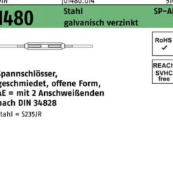Spannschloss DIN 1480 offen 2Anschweißenden SP-AE M27 Stahl 3.6 galv.verz. 1St.