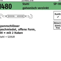 Spannschloss DIN 1480 offen 2Haken SP HH M8 Stahl 3.6 galv.verz. 1St.