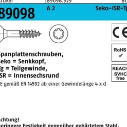 Spanplattenschraube R 89098 SEKO ISR TG 4x 30-T20 A 2 200 Stück