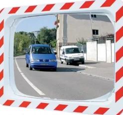 SPL Verkehrsspiegel H400xB600mm Kunststoff,rot/weiß f.2 Richtungen 9m - 554