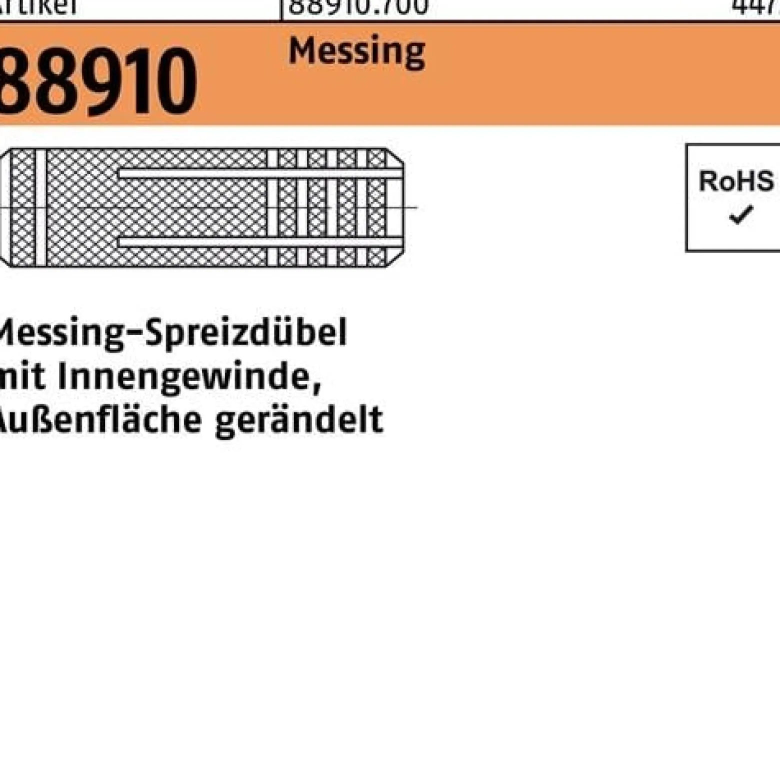 Spreizdübel R 88910 IG M5/6,5x 21 Messing gerändelt 100 Stück