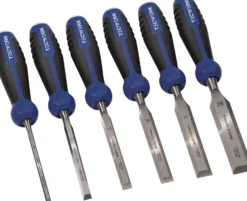 Stechbeitelsatz 6,10,12,16,20,26mm 2-K Heft.m.Schlagknopf 6-tlg.Krt.TECWERK