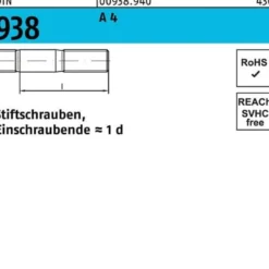 Stiftschraube DIN 938 M 24 x 45 A 4 10 Stück