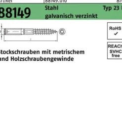 Stockschraube R 88149 Typ 23 E M12x 200 Stahl galv.verz. 50 Stück