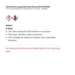 TIG-Schweißstab W-1.4316 Ø 1,6 mm - 43161611