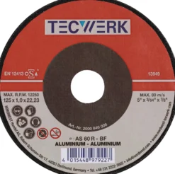 Trennscheibe ALU D125x1mm ger.Alu.Bohr.22,23mm TECWERK