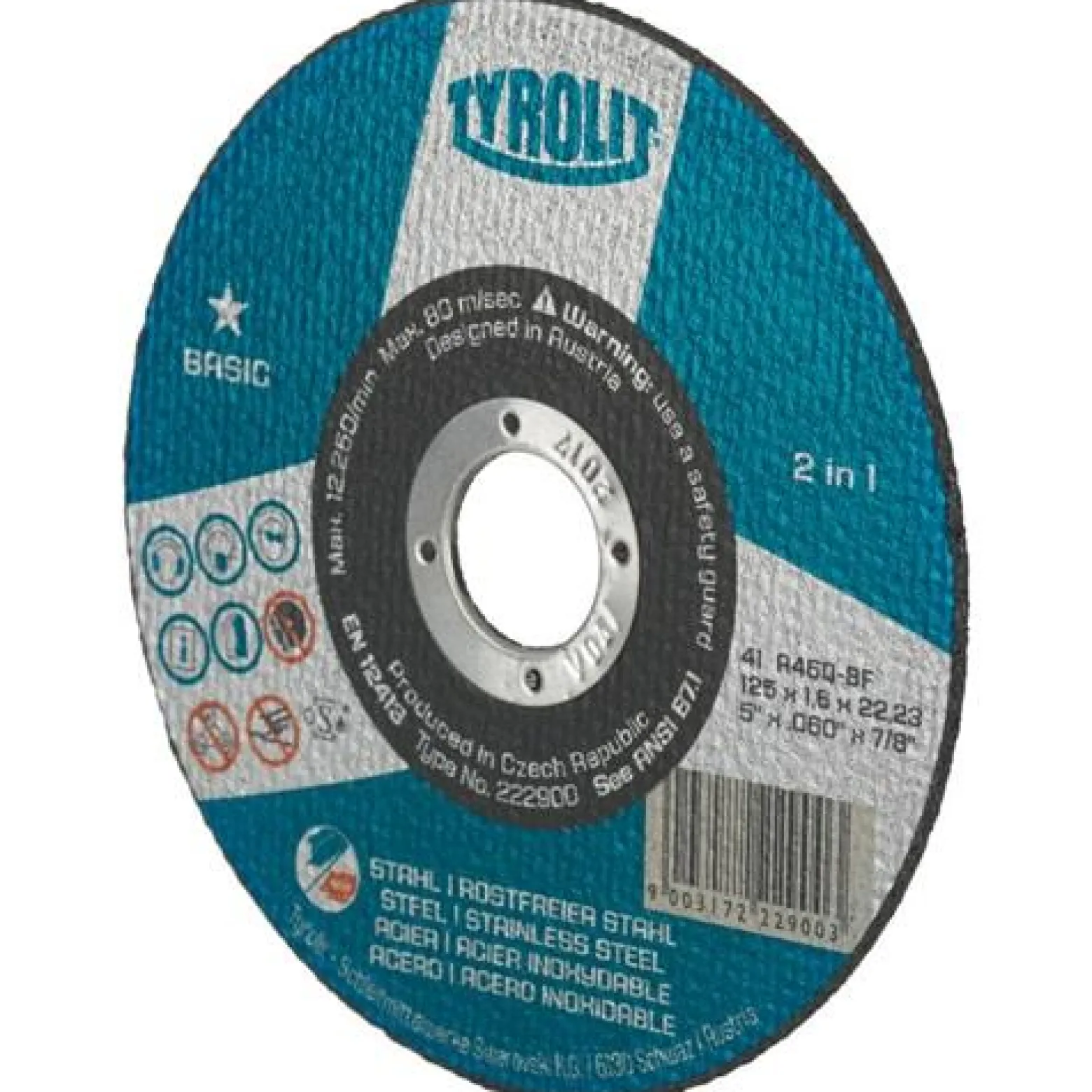 Trennscheibe BASIC D125x2,5mm ger.2in1 Bohr.22,23mm TYROLIT