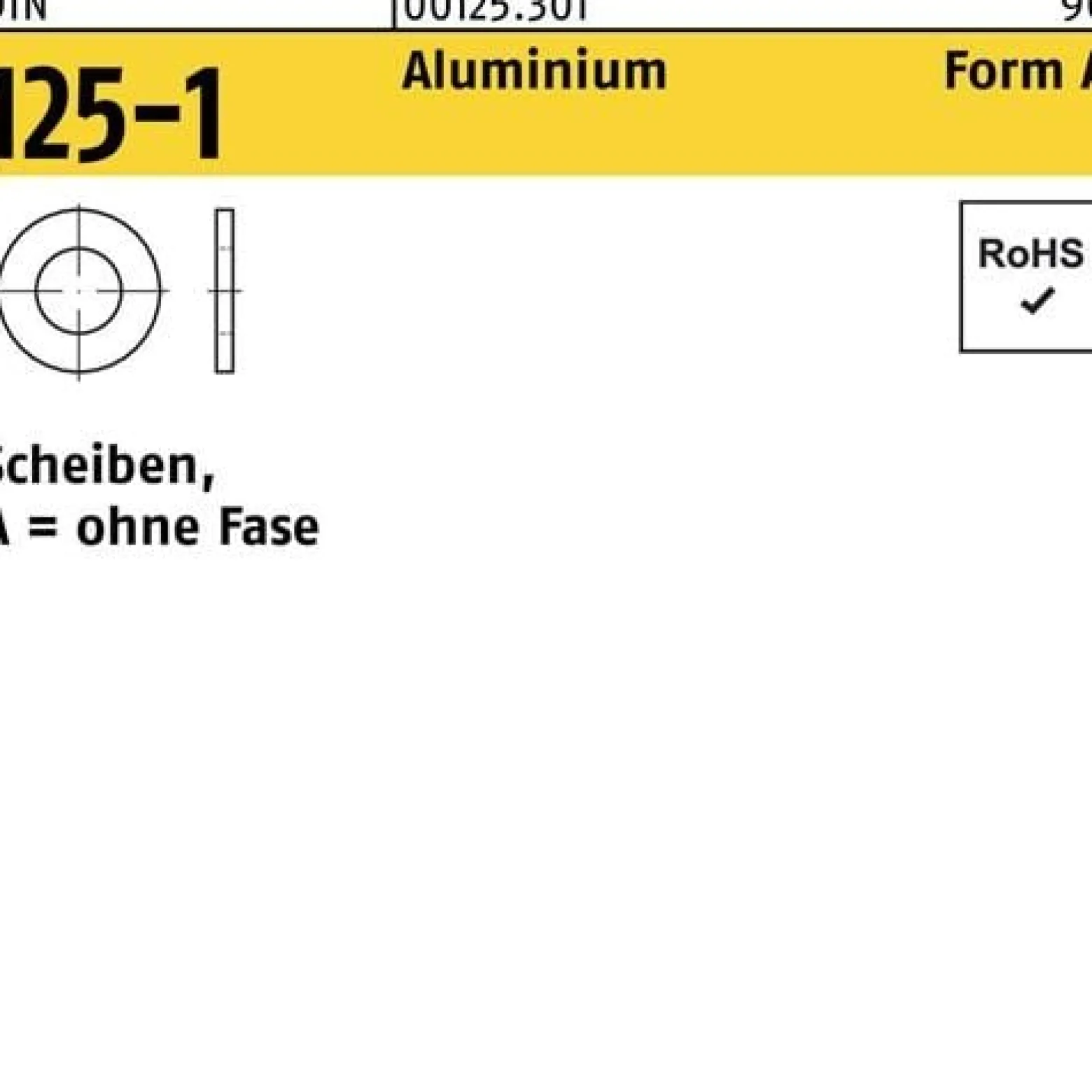 Unterlegscheibe DIN 125-1 A 6,4x12x1,6 Aluminium 100 Stück
