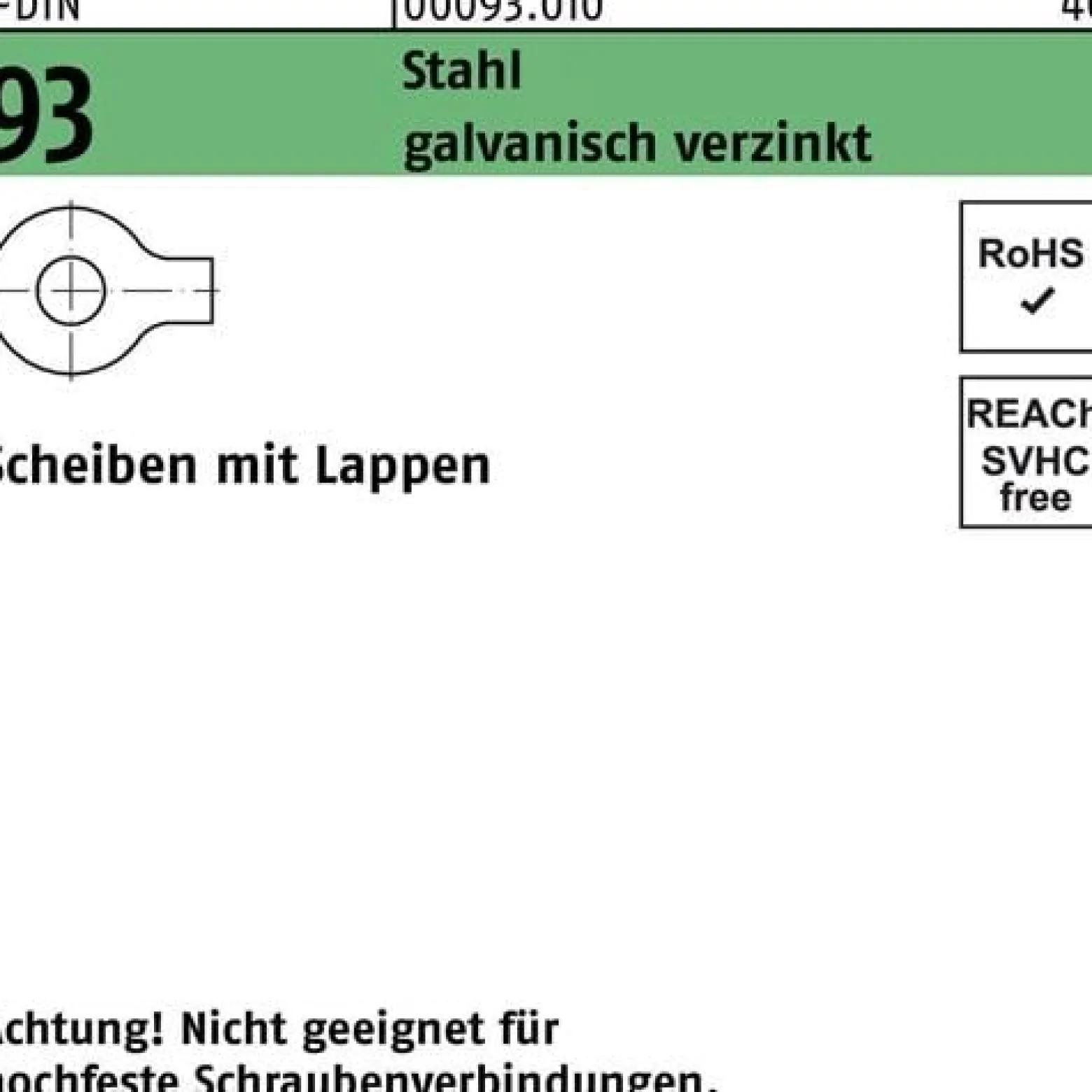 Unterlegscheibe DIN 93 Lappen 43 Stahl galv.verz. 25 Stück