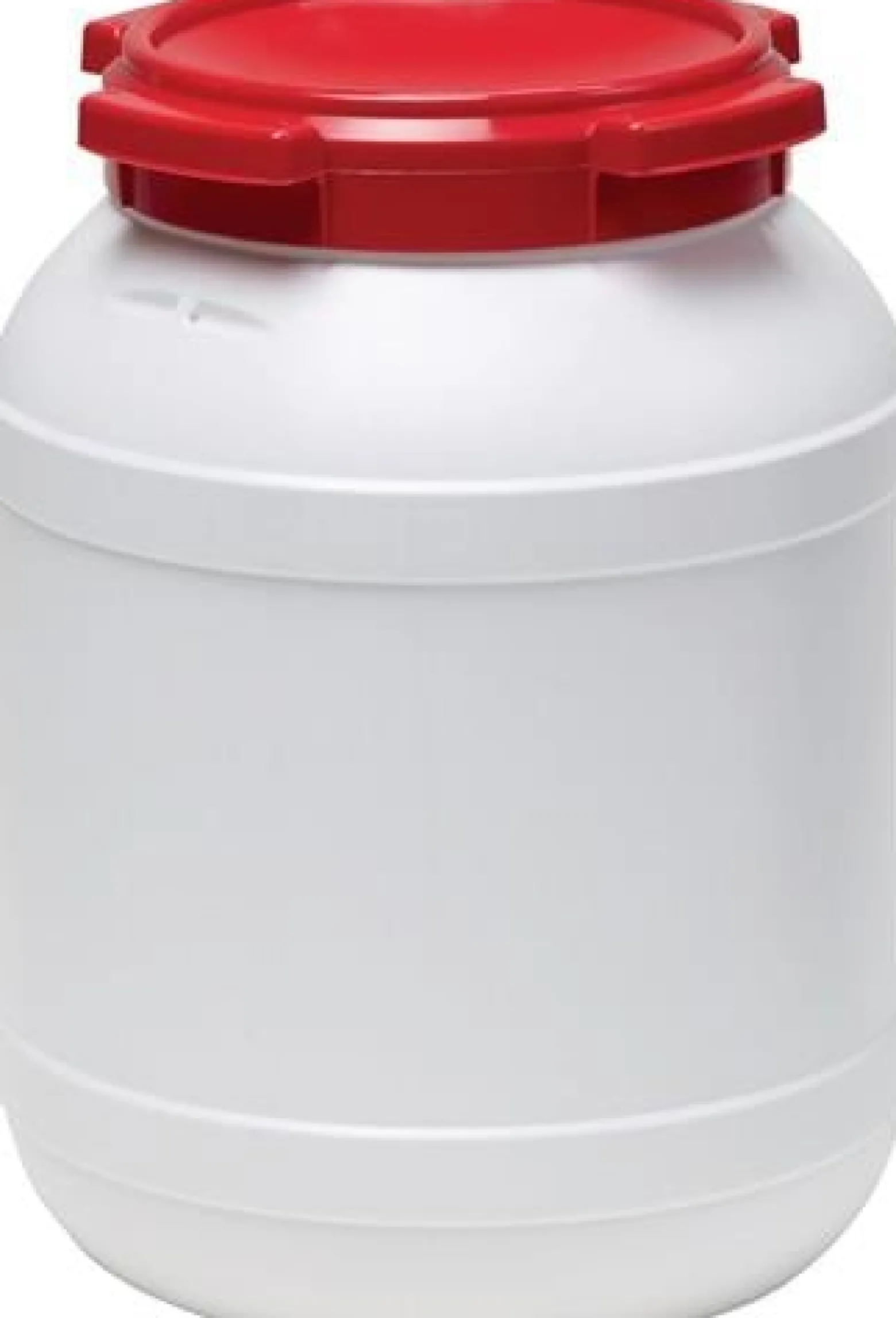 Weithalsfass 26,0 l PE weiß mit rotem Deckel - 7026-61-046