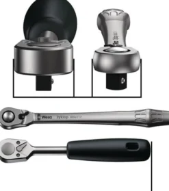 Wera 8003 A Zyklop Metal-Knarre mit Durchsteckvierkant mit 1/4