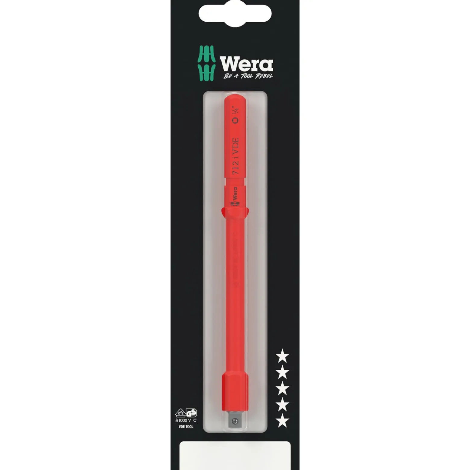 Wera Kraftform Kompakt A VDE 712 i SB Adapterklinge, isoliert, für 1/4" Steckschlüsseleinsätze - 05073702001