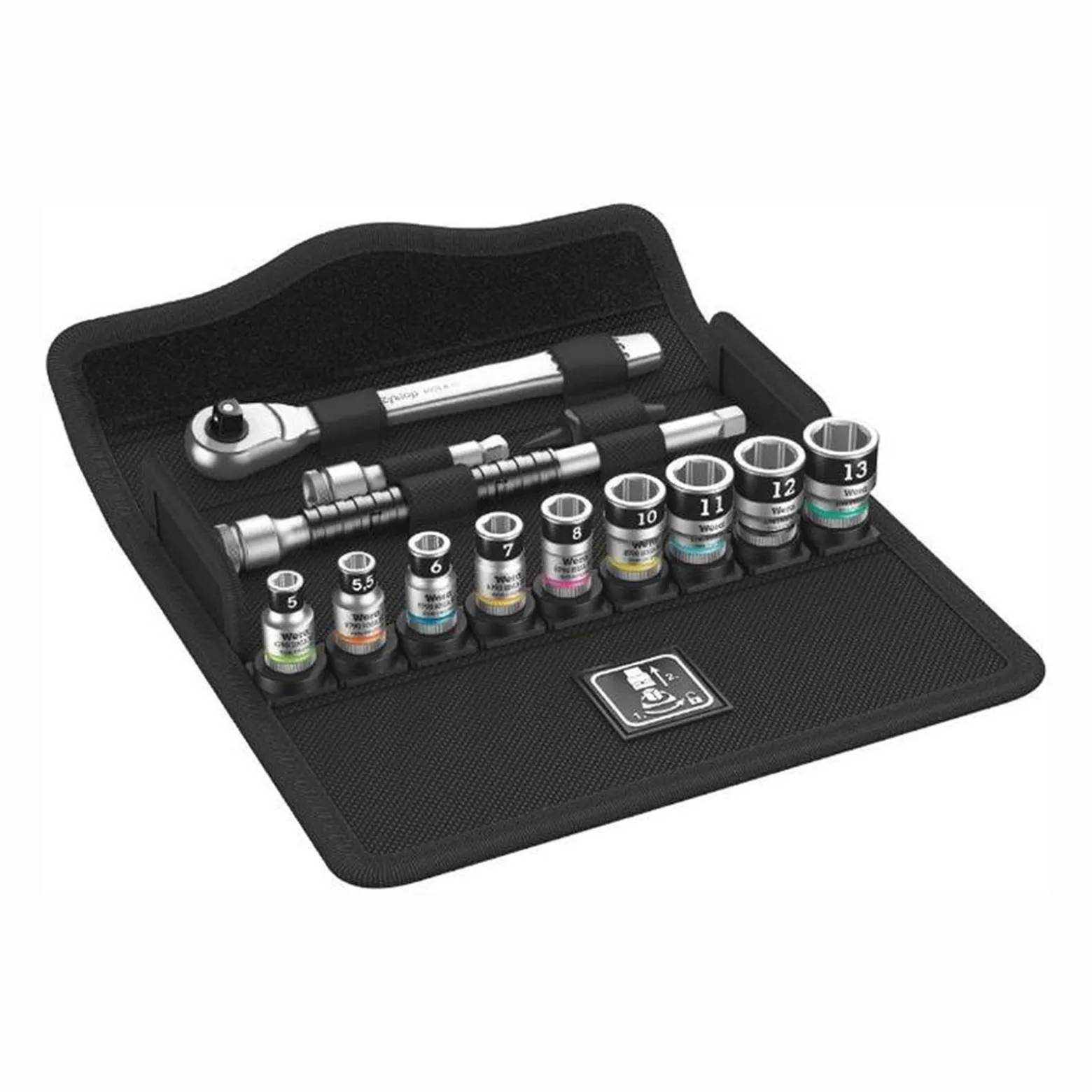 Wera Steckschlüsselsatz 8100 SA 12 HF Zyklop 13tlg. 1/4″ SW 5-13 mm Anzahl Zähne 72 6-kant - 5003756001