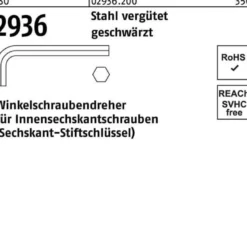 Winkelschraubendreher ISO 2936 Innen-6kt SW 3 Stahl vergütet geschw. 100St.