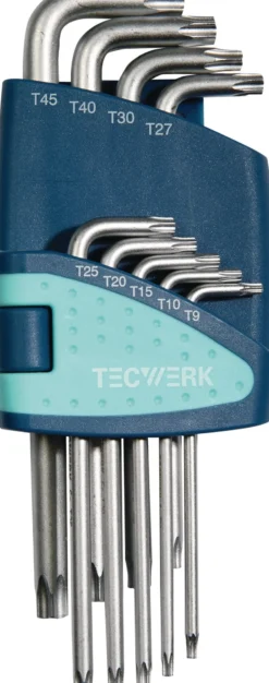 Winkelschraubendrehersatz 9-tlg.T9-T45 Ku.-Halter TECWERK