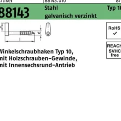 Winkelschraubhaken R 88143 Typ 10 65x 5,8x 10 Stahl galv.verz. 100St.