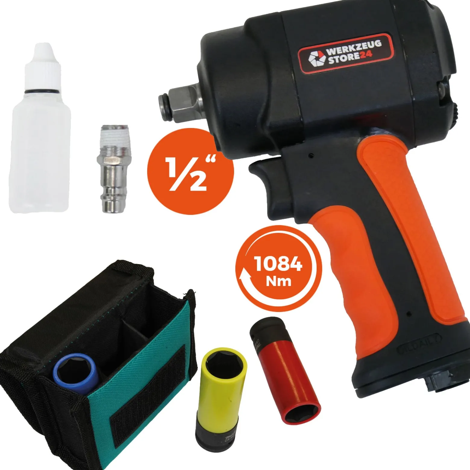 WS24 Druckluft-Schlagschrauber 1/2" mini + Steckschlüssel 3tlg.