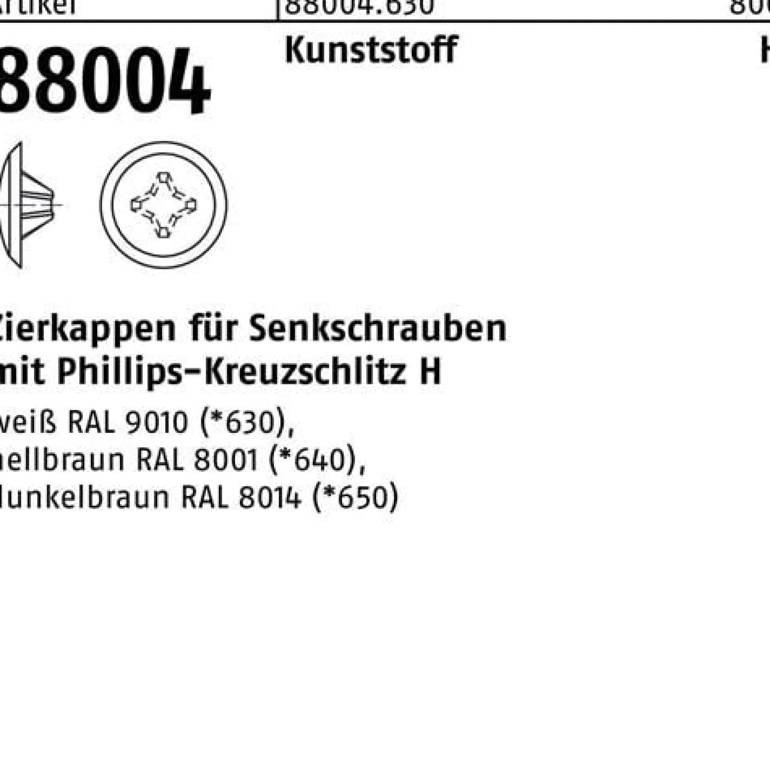 Zierkappe R 88004 f.PH 2x 12/3,5-5 Ku. weiß 1000 Stück