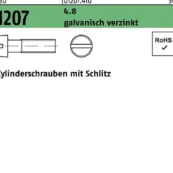 Zylinderschraube ISO 1207 Schlitz M6x 20 4.8 galv.verz. 200 Stück